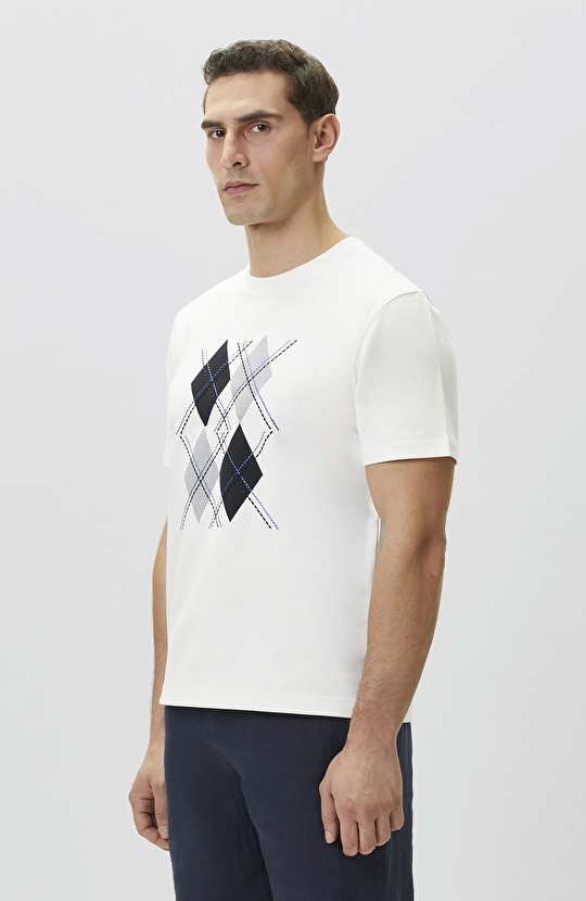 Beyaz Nakışlı T-shirt