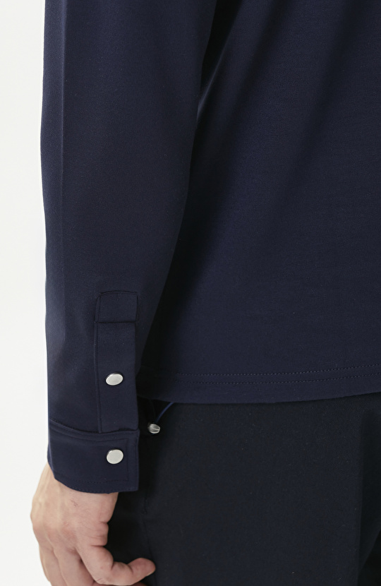 Lacivert Dik Yaka Sweatshirt