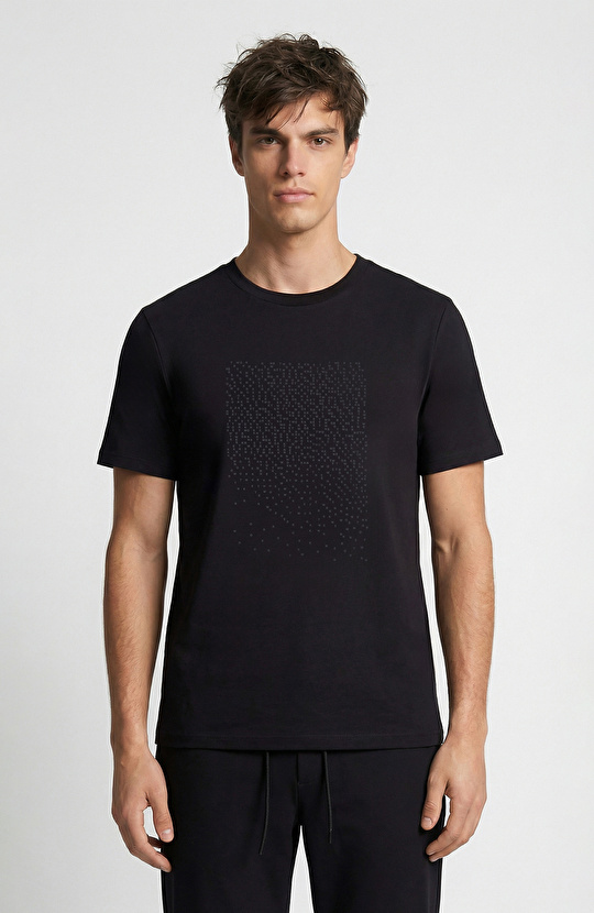 N-Tech Black Mini Letter Printed T-shirt