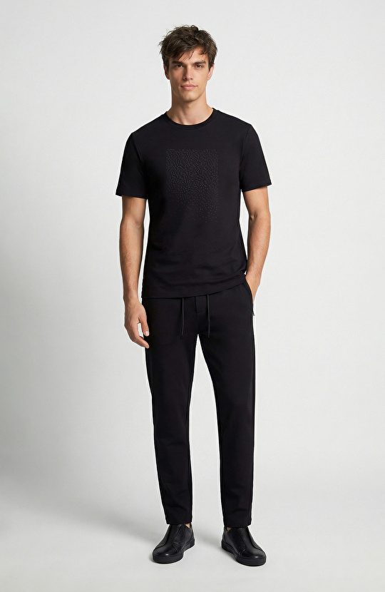 N-Tech Black Mini Letter Printed T-shirt