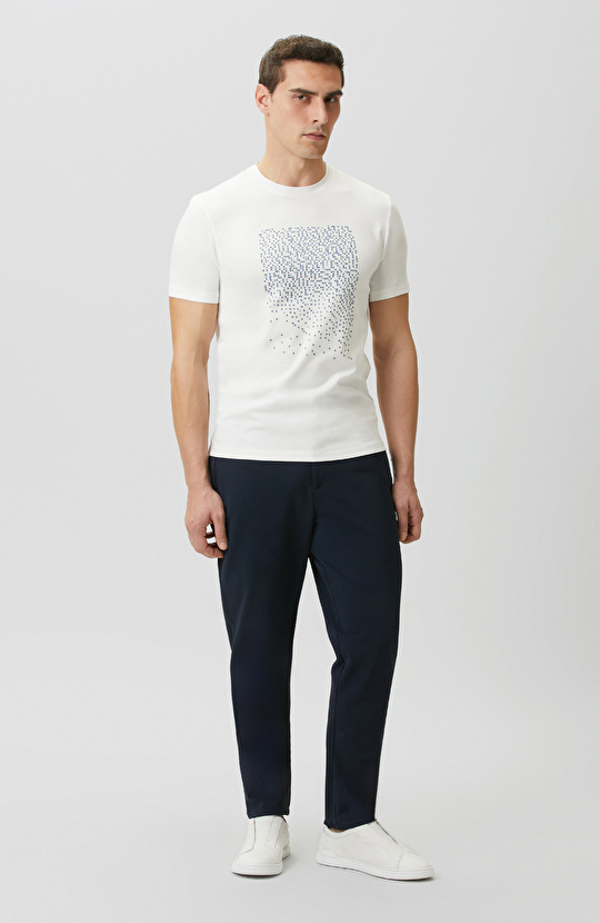 N-Tech Beyaz Network Mini Harf Baskılı T-shirt