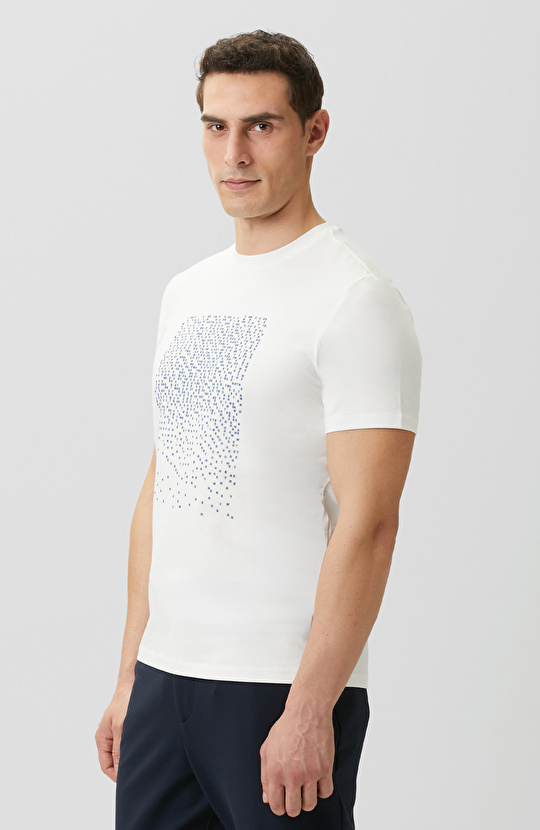 N-Tech Beyaz Network Mini Harf Baskılı T-shirt