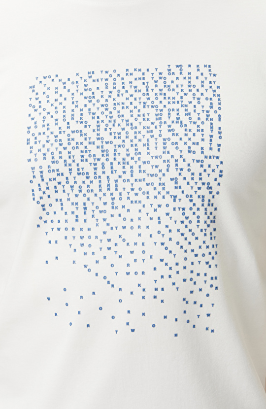 N-Tech Beyaz Network Mini Harf Baskılı T-shirt