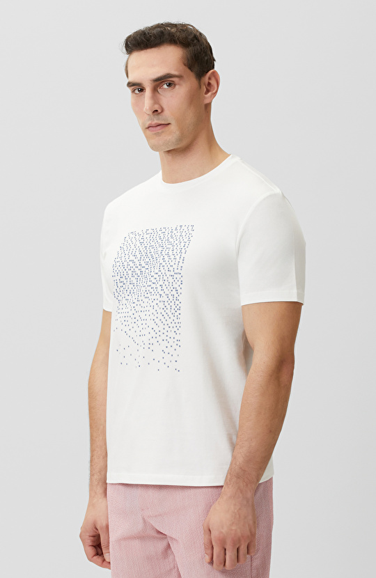 Beyaz Network Mini Harf Baskılı T-shirt