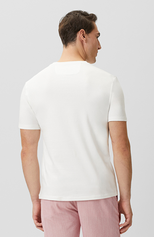 Beyaz Network Mini Harf Baskılı T-shirt