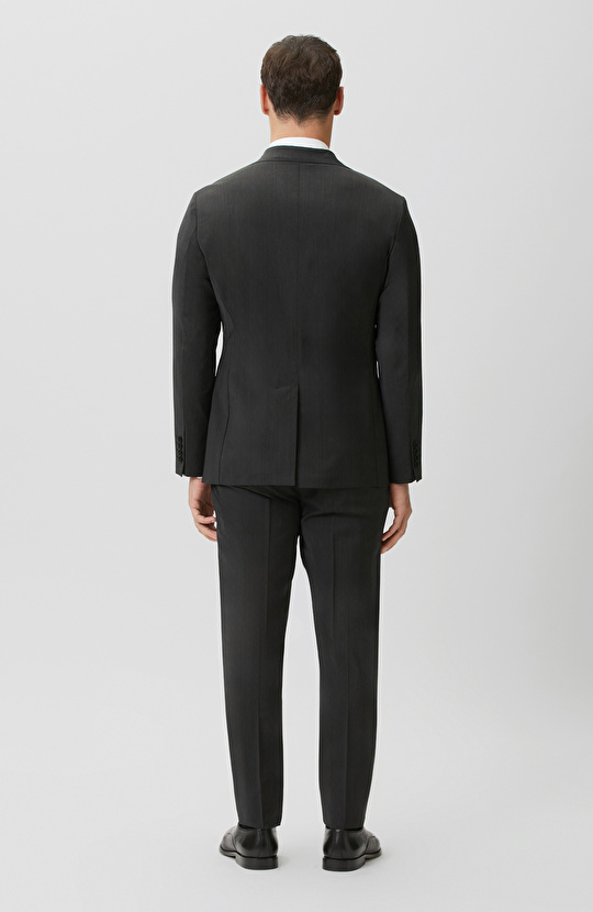 Siyah Çizgili Yün Karışımlı Takım Elbise