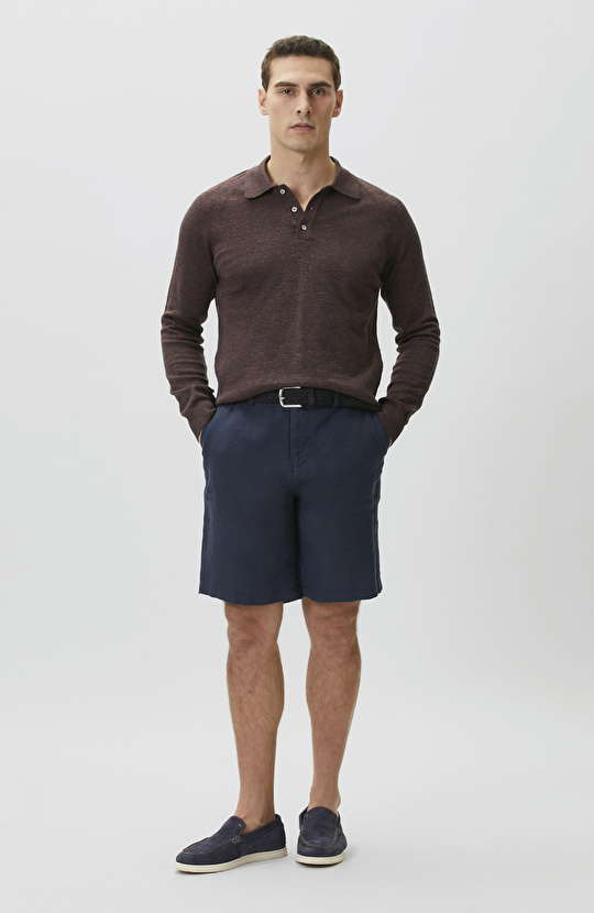 Bordo Polo Yaka Keten Triko Kazak