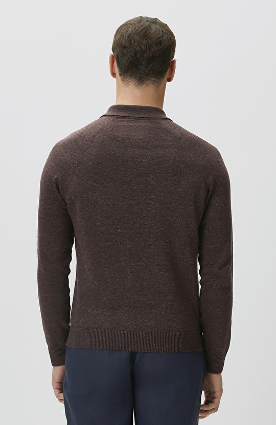 Bordo Polo Yaka Keten Triko Kazak