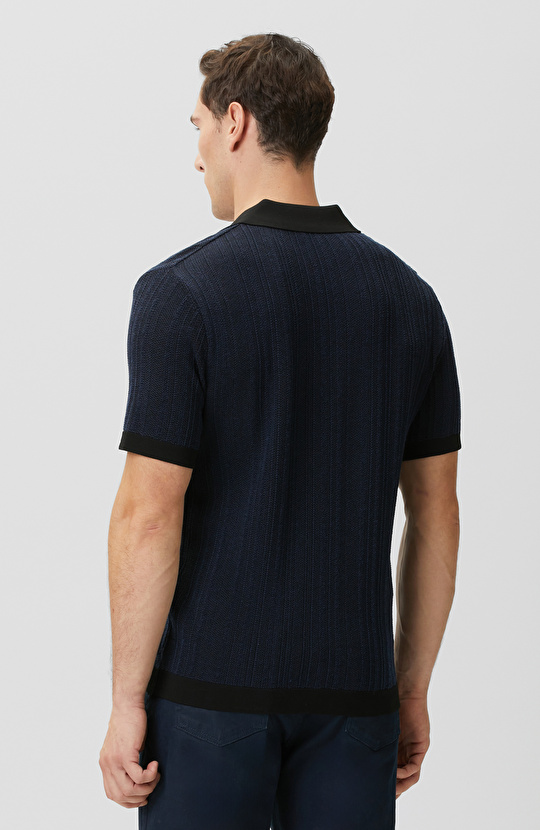 N-Tech Lacivert Polo Yaka Fermuarlı Triko Kazak