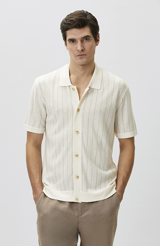 Off-White Linen Blend Knitwear Shirt