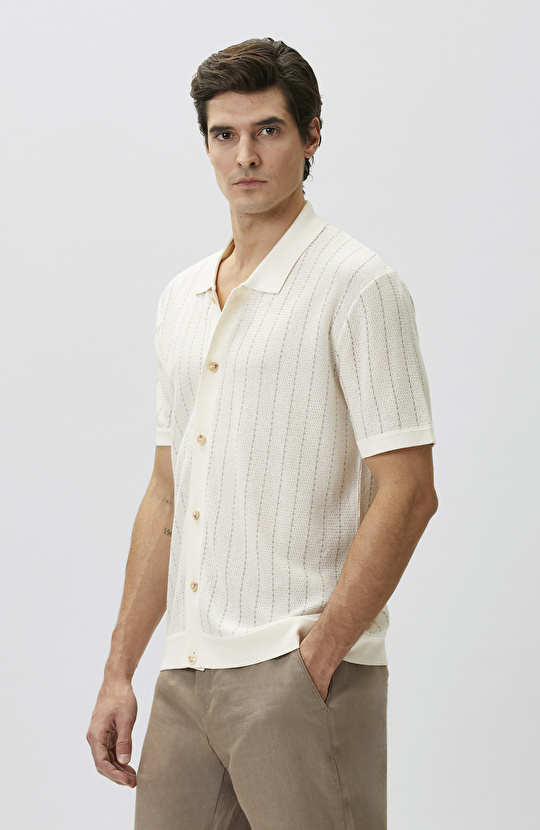 Off-White Linen Blend Knitwear Shirt