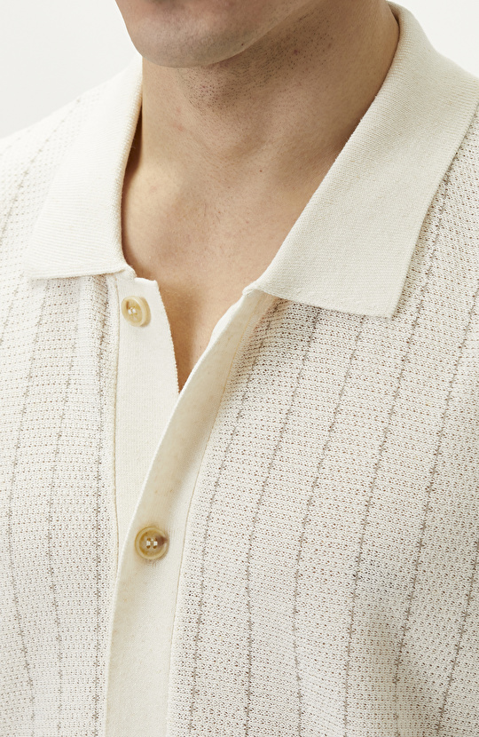 Off-White Linen Blend Knitwear Shirt