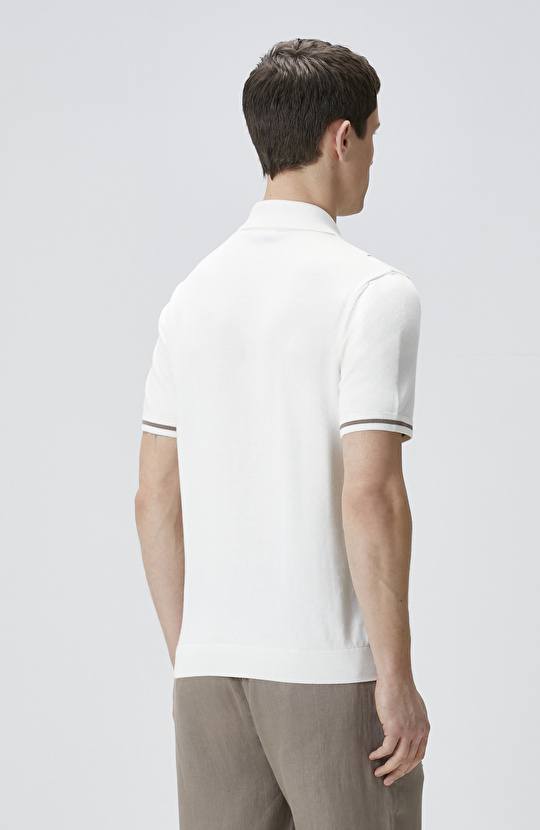 Off White Patterned Polo Knitwear Sweater