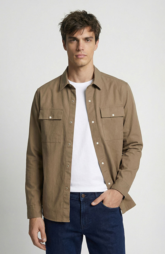 Khaki Paper Touch Shirt