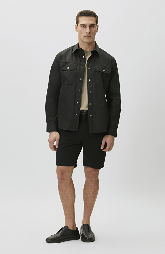 Siyah Çıtçıtlı Dış Gömlek
