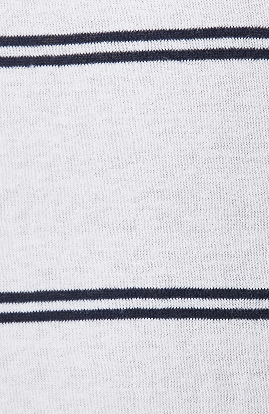 Beyaz Çizgili Keten Karışımlı Triko Kazak