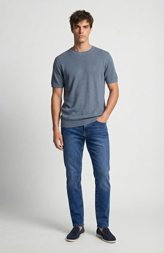 Mavi Pamuk Triko Kazak