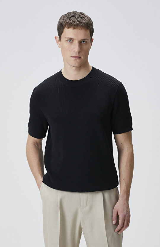 Siyah Pamuk Triko Kazak