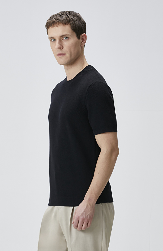 Siyah Pamuk Triko Kazak