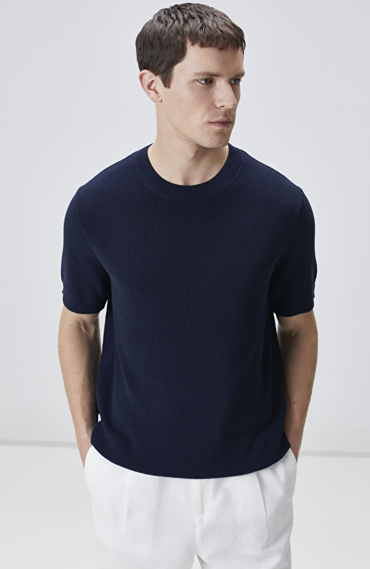 Lacivert Pamuk Triko Kazak