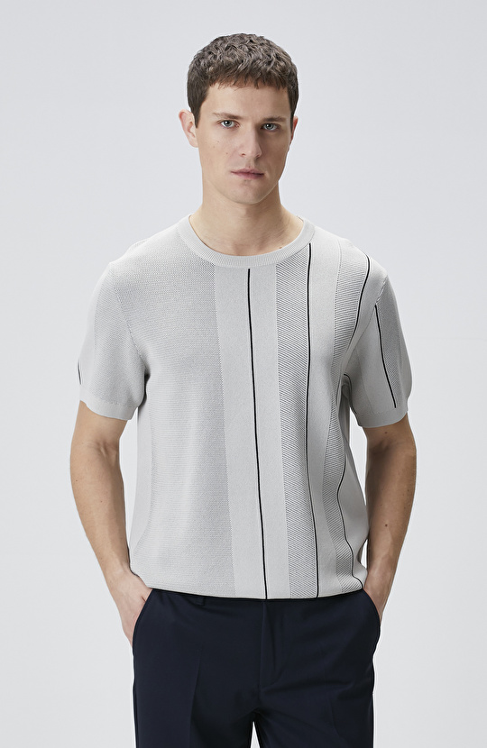 Taş Desenli Bisiklet Yaka Triko Kazak