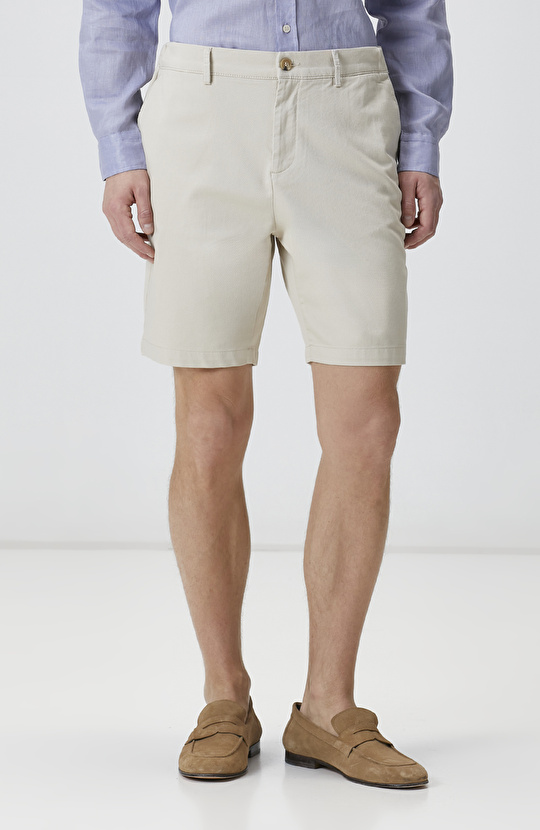 Slim Fit Taş Parça Boya Diyagonal Chino Şort