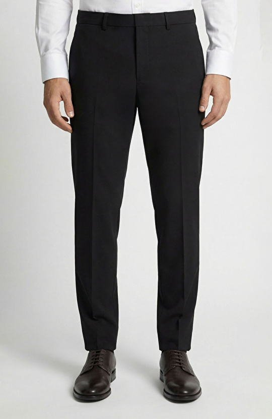 Slim Fit Siyah Mono Yaka Yünlü Takım Elbise