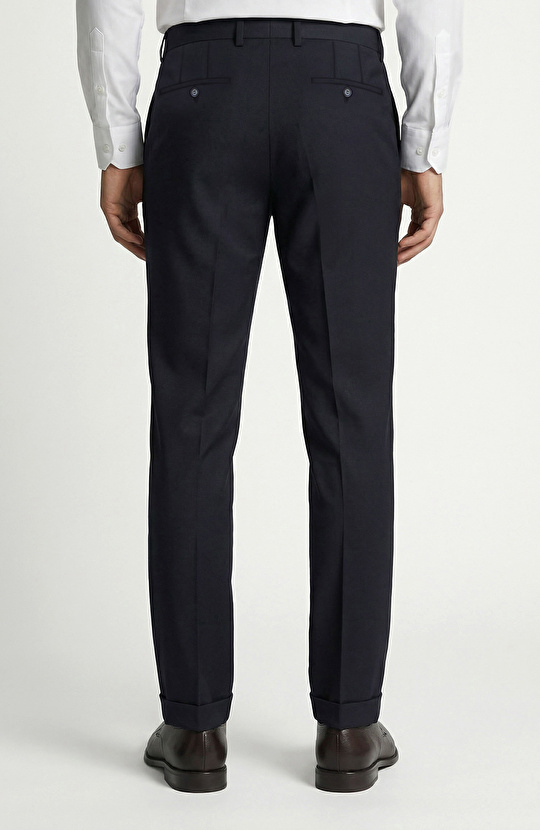 Slim Fit Lacivert Mono Yaka Yünlü Takım Elbise