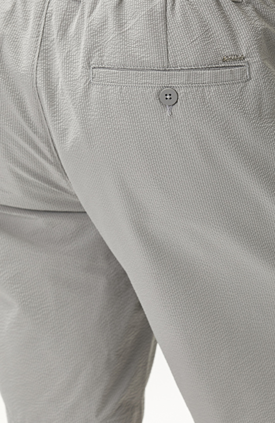 Gri Slim Fit Teknik Kumaş Duble Paça Şort