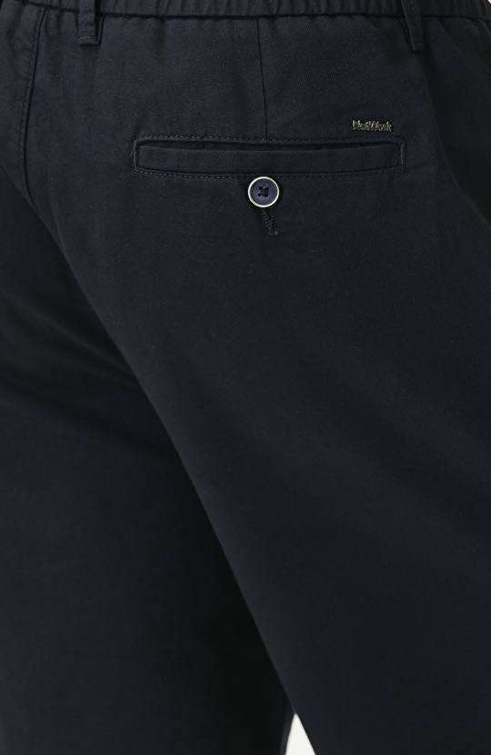 Slim Fit Lacivert Keten Karışımlı Dokuma Şort