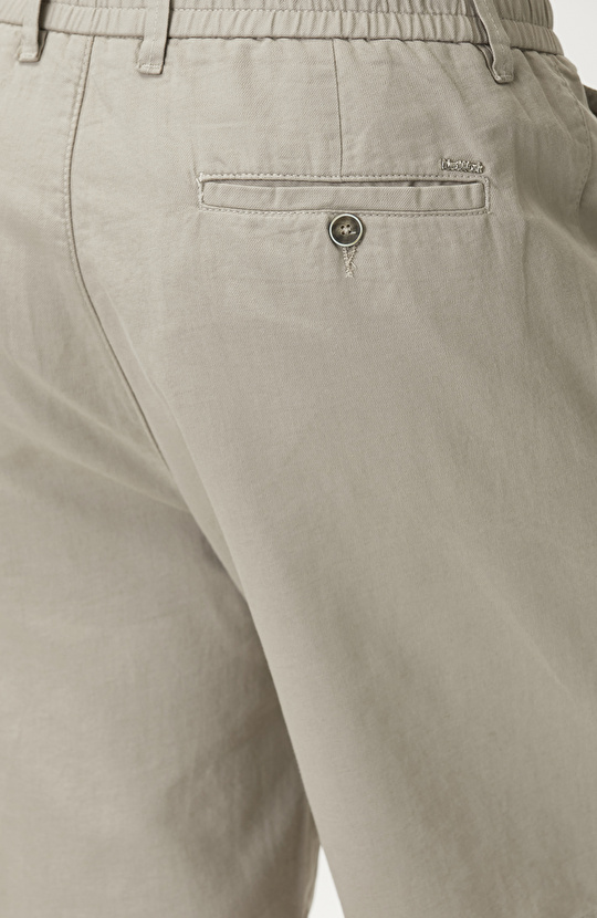 Slim Fit Vizon Keten Karışımlı Dokuma Şort