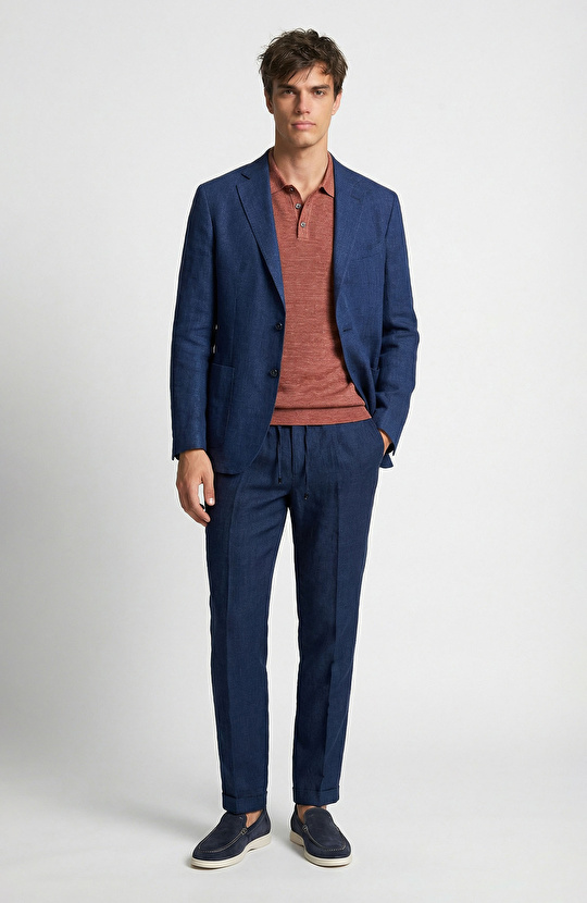 Lacivert Keten Klasik Ceket