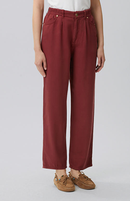 Cherry Diagonal Patterned 5-Pocket Casual Trousers