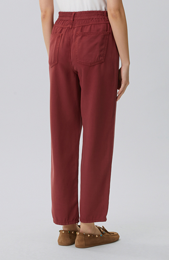 Cherry Diagonal Patterned 5-Pocket Casual Trousers