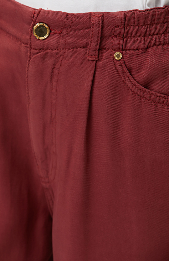 Cherry Diagonal Patterned 5-Pocket Casual Trousers