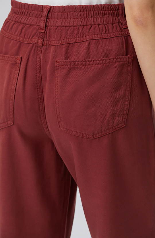 Cherry Diagonal Patterned 5-Pocket Casual Trousers