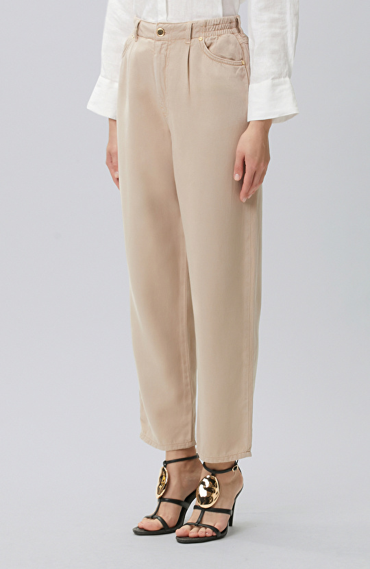 Mink Diagonal Patterned 5-Pocket Casual Trousers