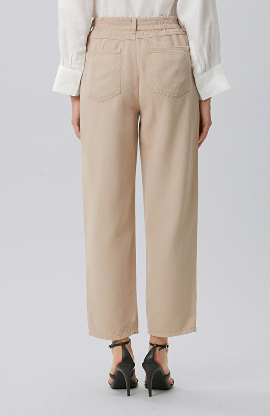 Mink Diagonal Patterned 5-Pocket Casual Trousers