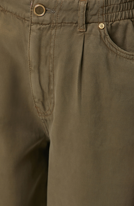 Khaki Patterned Casual Trousers