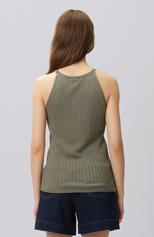 Khaki Swimmer Form Jacquard Knitwear Undershirt