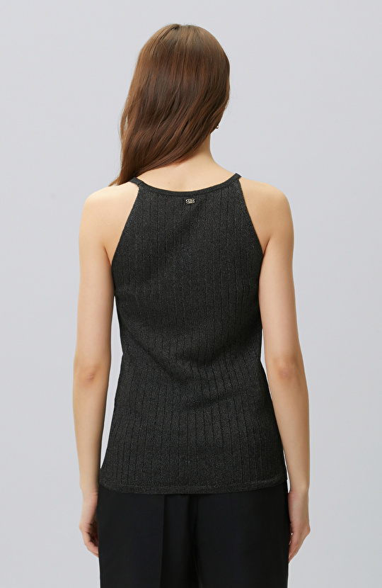 Black Swimmer Form Jacquard Knitwear Undershirt