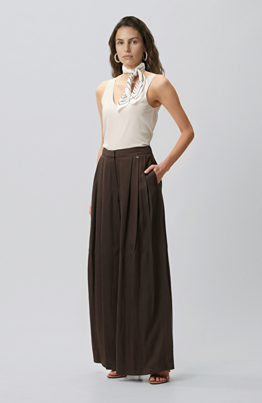 Beige Rope Strappy Satin Blouse
