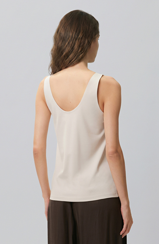 Beige Rope Strappy Satin Blouse