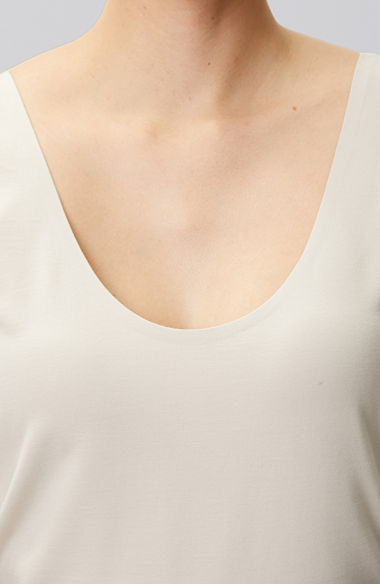 Beige Rope Strappy Satin Blouse