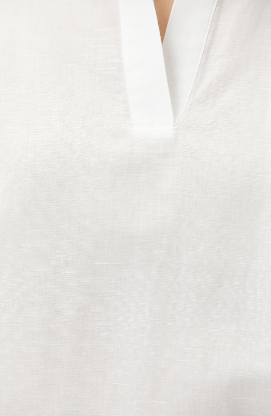 White Linen Blend Blouse