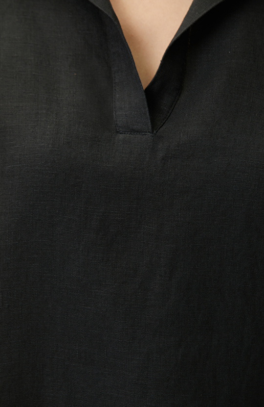 Black Linen Blend Blouse