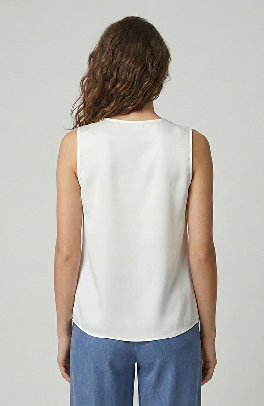 Kırık Beyaz Kalın Askılı Basic Bluz