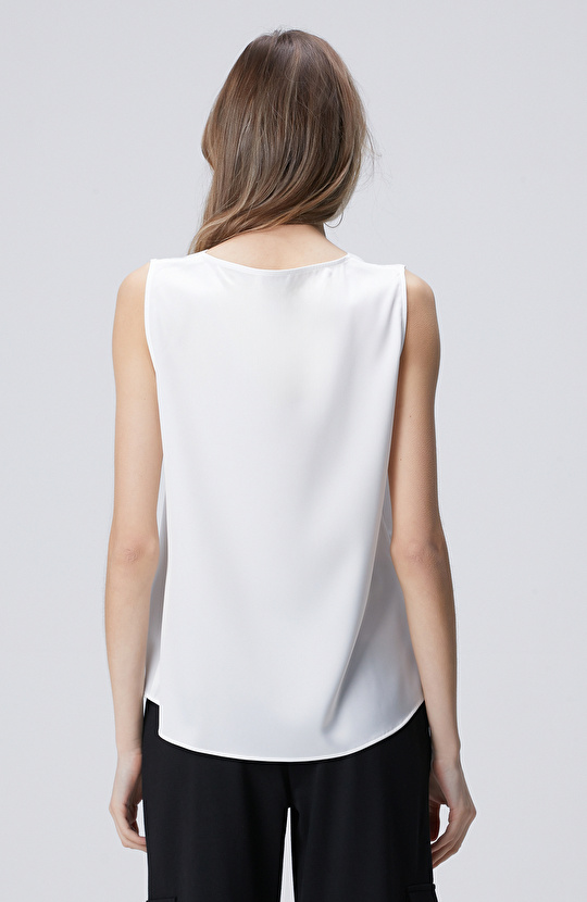 Kırık Beyaz Kalın Askılı Basic Bluz