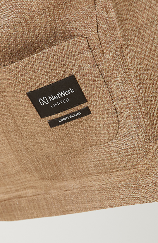 Limited Bej Balıksırtı Keten Karışımlı Ceket