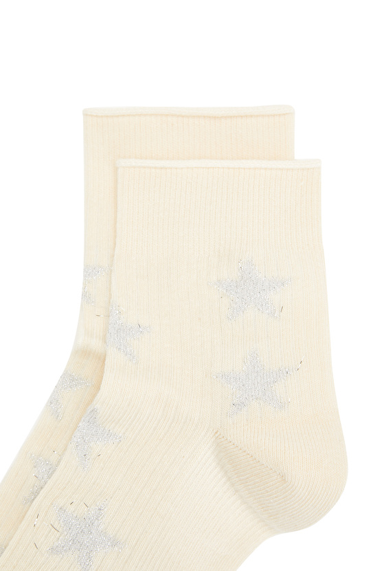 Kırık Beyaz Lureksli Kadın Çorap